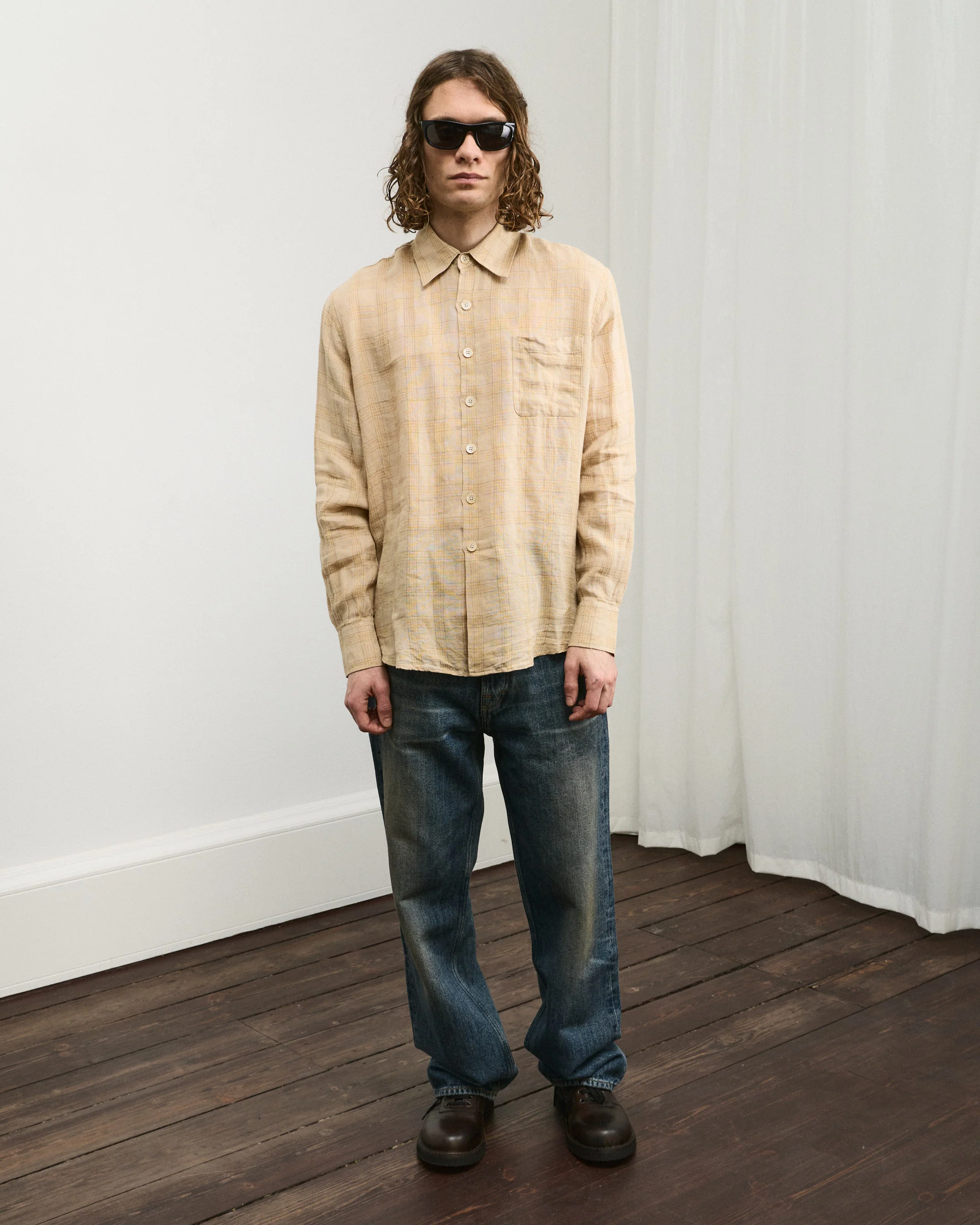 Above Shirt - Vacay Check Gauze Linen - Image 3