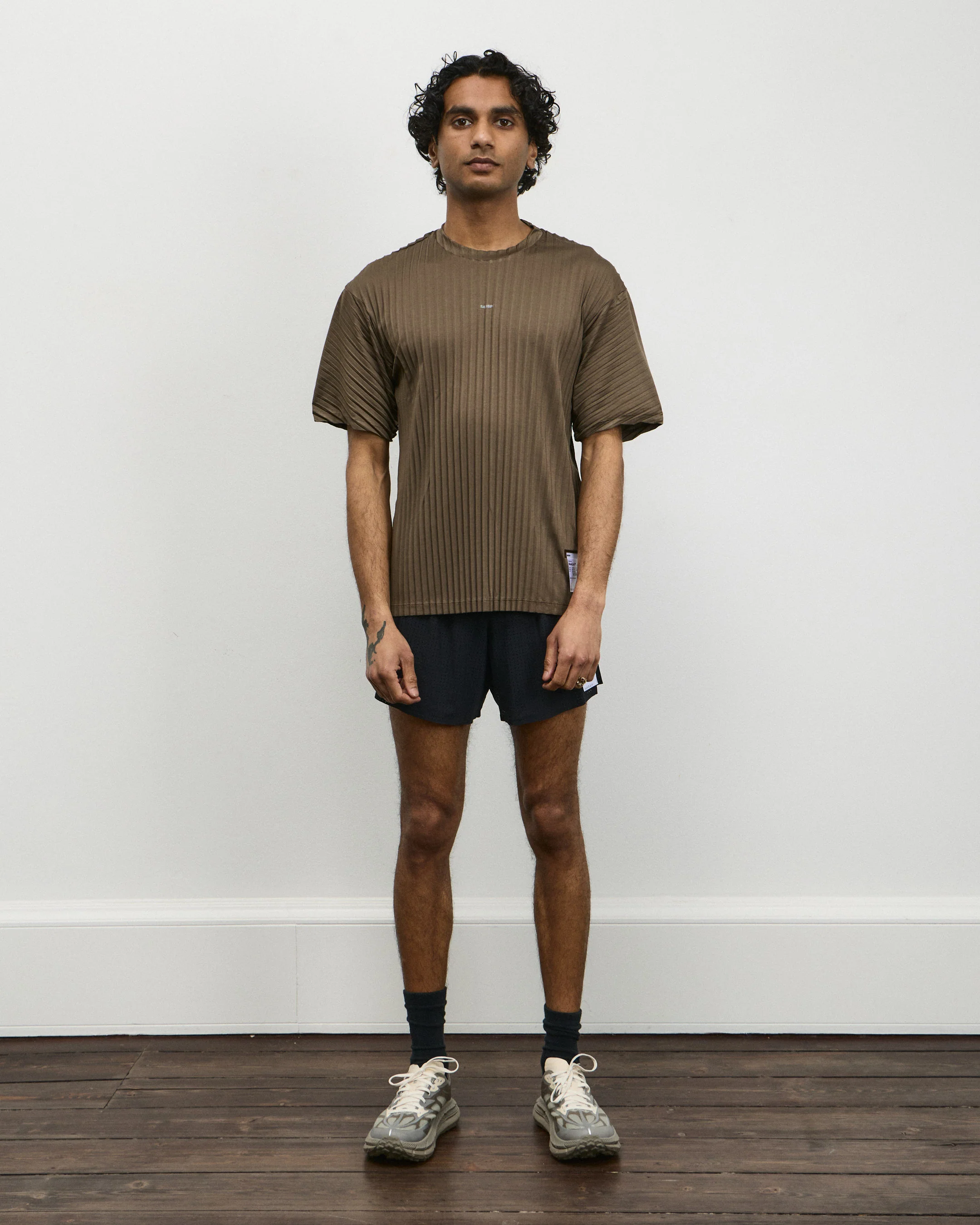 Auralite Pleated T-Shirt - Olive - Image 3