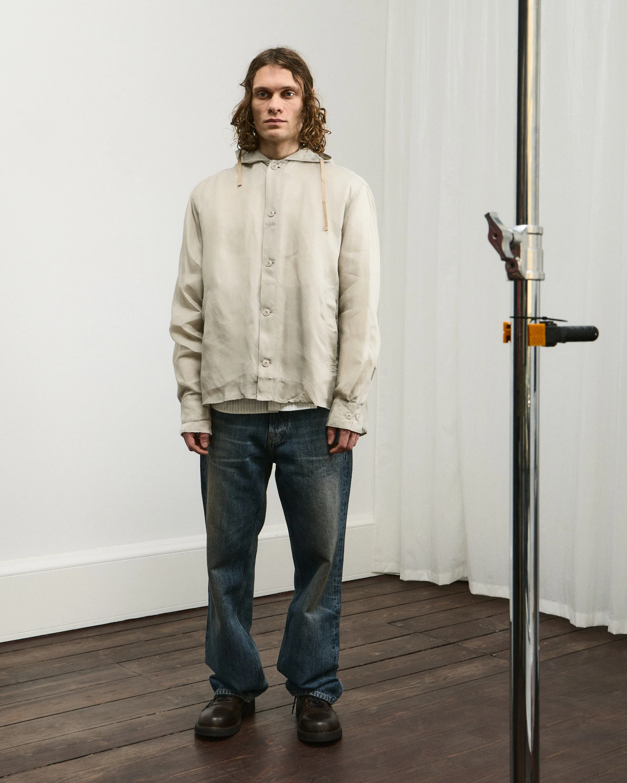 Rover Shirt - Ghost Grey Wax Dipped Cupro - Image 3