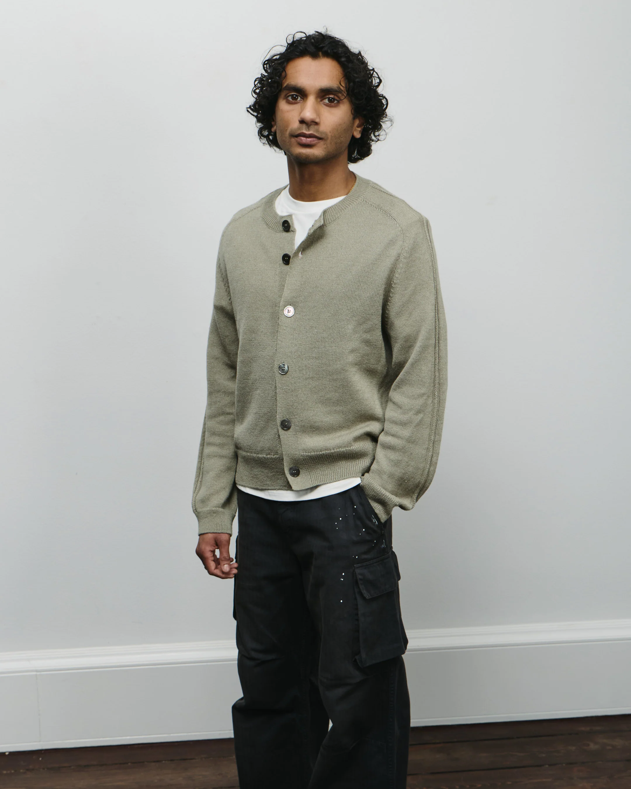 True Cardigan - Silver Sage Coarse Linen Wool - Image 3